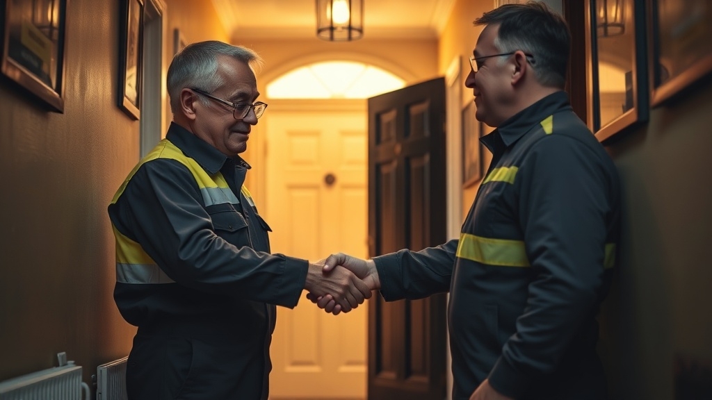 Engineer shaking hands with a Willesden homeowner after locating their leak
